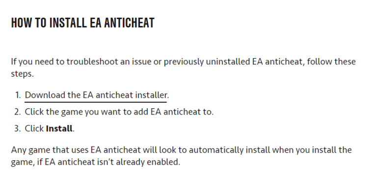 FIFA 23 EA Anticheat Service Error