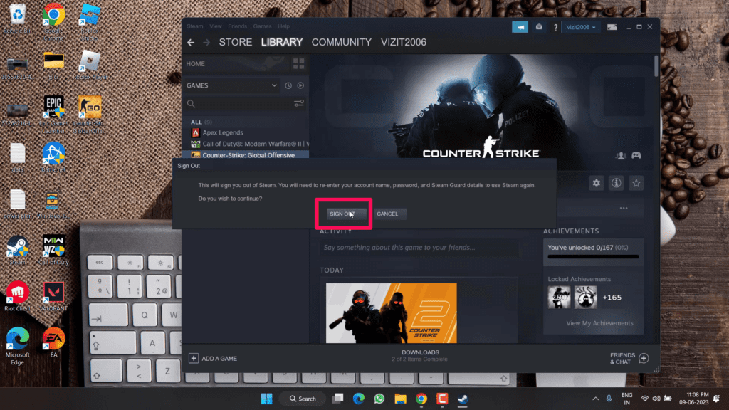 csgo no user logon error