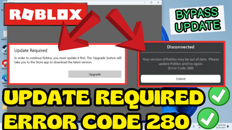 your version of roblox may be out of date. roblox error code 280